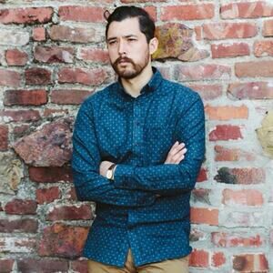 Taylor Stitch Indigo Star Jack Button Down Shirt Sz 42 Large